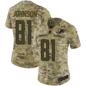 Trendy Marvelous Stylish Lions #81 Calvin Johnson Camo Women's Stitched NFL Limited 2018 Salute to Service Jersey