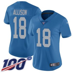 Trendy Stunning Smart Lions #18 Geronimo Allison Blue Throwback Women's Stitched NFL 100th Season Vapor Untouchable Limited Jersey
