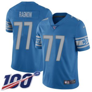 Trendy Stylish Eye - catching Premium Lions #77 Frank Ragnow Blue Team Color Youth Stitched NFL 100th Season Vapor Untouchable Limited Jersey