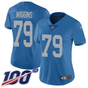 Unique Alluring Elegant Classic Lions #79 Kenny Wiggins Blue Throwback Women's Stitched NFL 100th Season Vapor Untouchable Limited Jersey
