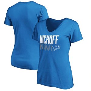 Unique Authentic Detroit Lions Fanatics Branded Women's Kickoff 2020 V-Neck T-Shirt Blue