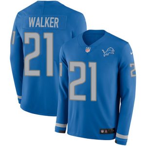Unique Authentic Stylish Lions #21 Tracy Walker Blue Team Color Youth Stitched NFL Limited Therma Long Sleeve Jersey