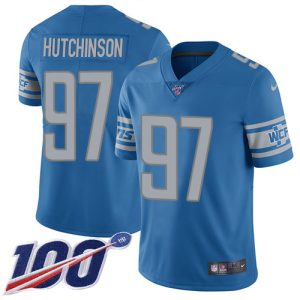 Unique Dashing Elegant Lions #97 Aidan Hutchinson Blue Team Color Men's Stitched NFL 100th Season Vapor Untouchable Limited Jersey
