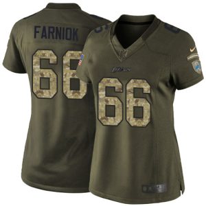 Unique Fabulous Trendy Lions #66 Matt Farniok Green Women's Stitched NFL Limited 2015 Salute to Service Jersey