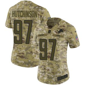 Unique Graceful Exclusive Lions #97 Aidan Hutchinson Camo Women's Stitched NFL Limited 2018 Salute To Service Jersey
