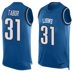 Unique Handsome Chic Smart Lions #31 Teez Tabor Blue Team Color Men's Stitched NFL Limited Tank Top Jersey
