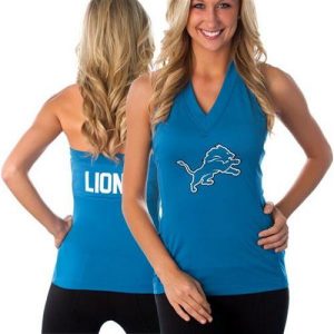 Unique Handsome Women's All Sports Couture Detroit Lions Blown Coverage Halter Top