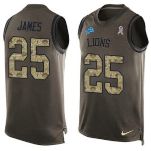 Unique Luxurious Fantastic Lions #25 Craig James Green Men's Stitched NFL Limited Salute To Service Tank Top Jersey