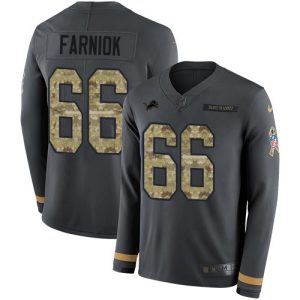 Unique Marvelous Chic Lions #66 Matt Farniok Anthracite Salute to Service Youth Stitched NFL Limited Therma Long Sleeve Jersey