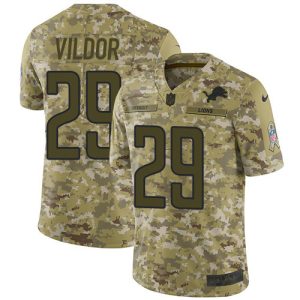 Unique Stunning Lions #29 Kindle Vildor Camo Men's Stitched NFL Limited 2018 Salute To Service Jersey