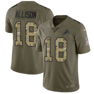 Unique Trendy Elegant Fantastic Lions #18 Geronimo Allison Olive/Camo Youth Stitched NFL Limited 2017 Salute To Service Jersey